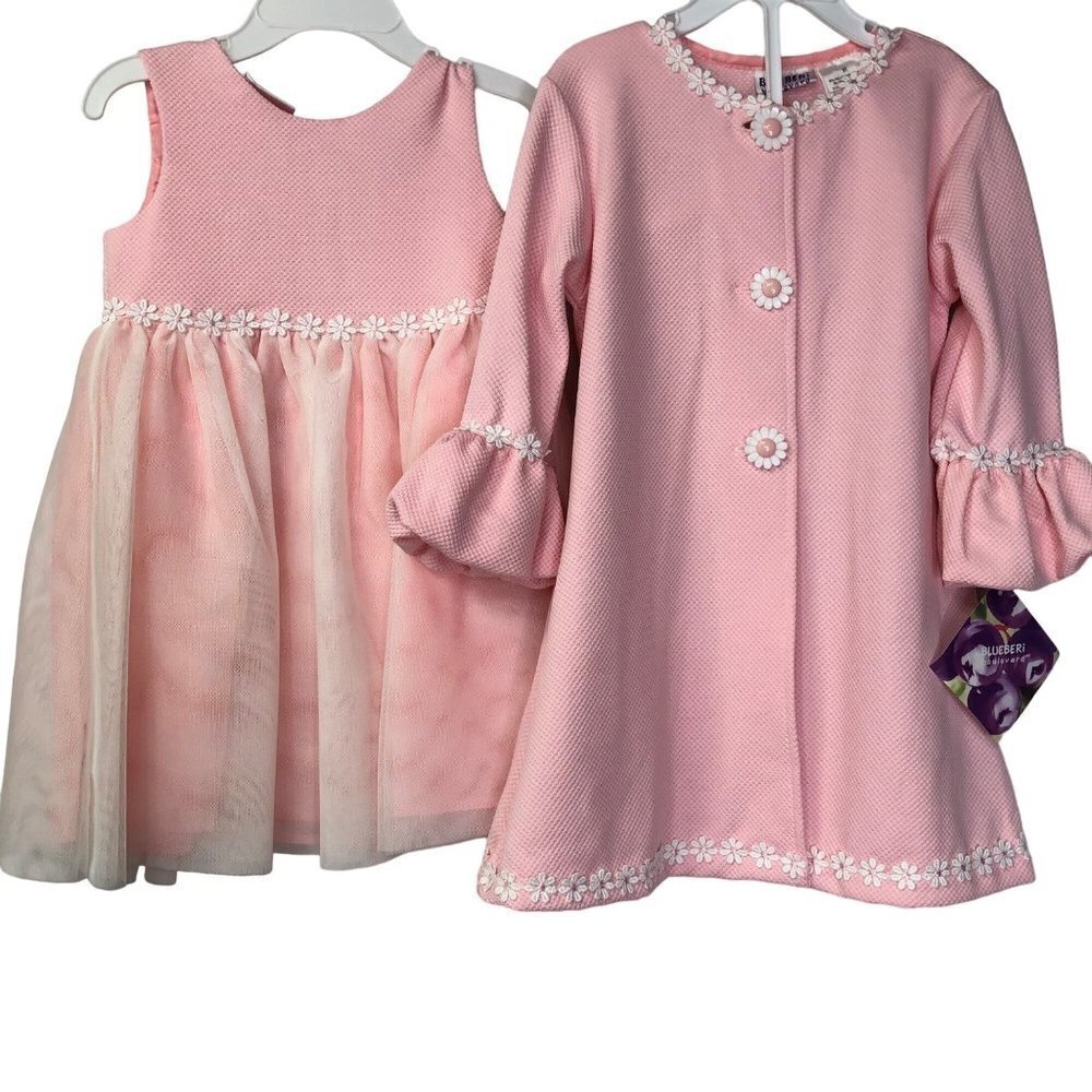 BLUEBERI BOULEVARD BABY GIRLS 2 PIECES‎  DRESS & COAT OUTFIT SIZE 12 MOS  NWT